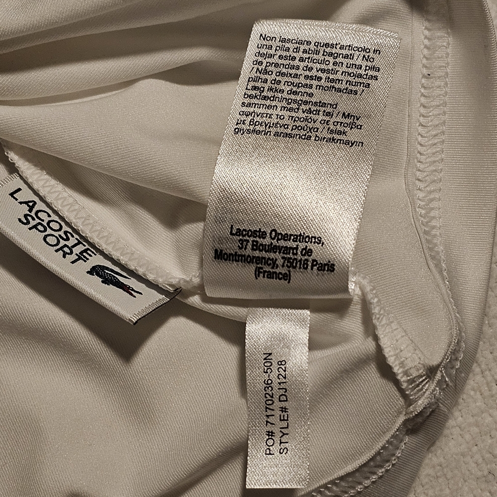 Lacoste Novak Djokovik Performance Polo Shirt Tennis White Blue Boy's Size 6 EUC - Picture 8 of 8